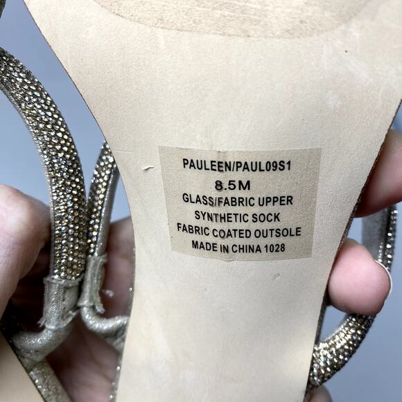 Steve Madden Pauleen Silver Rhinestone Metallic Square Toe Party Heels 8.5 - Picture 8 of 9